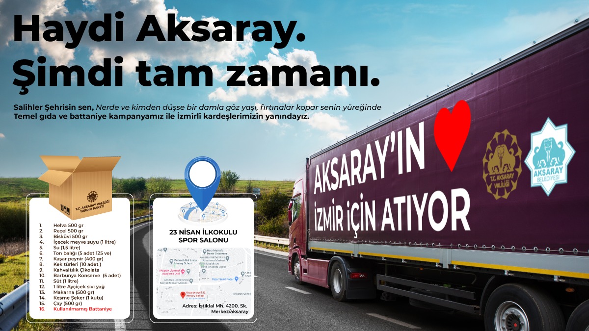 İzmir’li depremzedelere Aksaray’dan Yardım eli